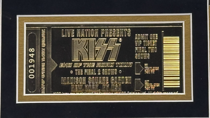 KISS Signed Poster Framed W/ LE 24K Gold Final Show Ticket Auto JSA LOA