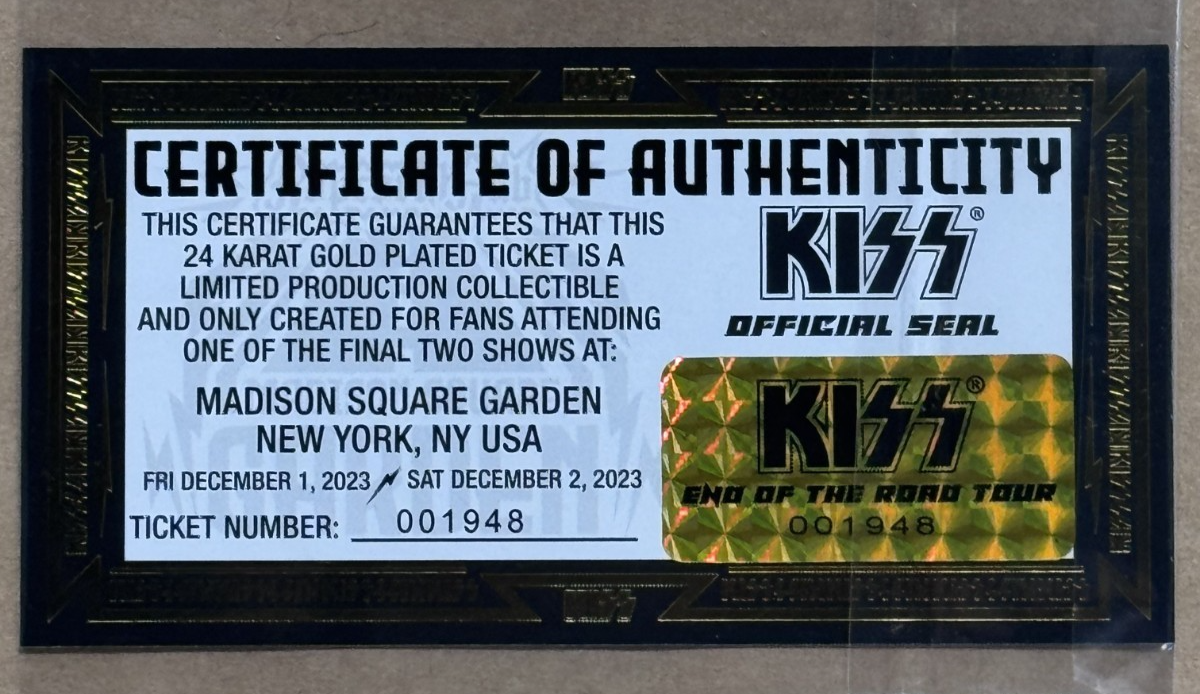 KISS Signed Poster Framed W/ LE 24K Gold Final Show Ticket Auto JSA LOA