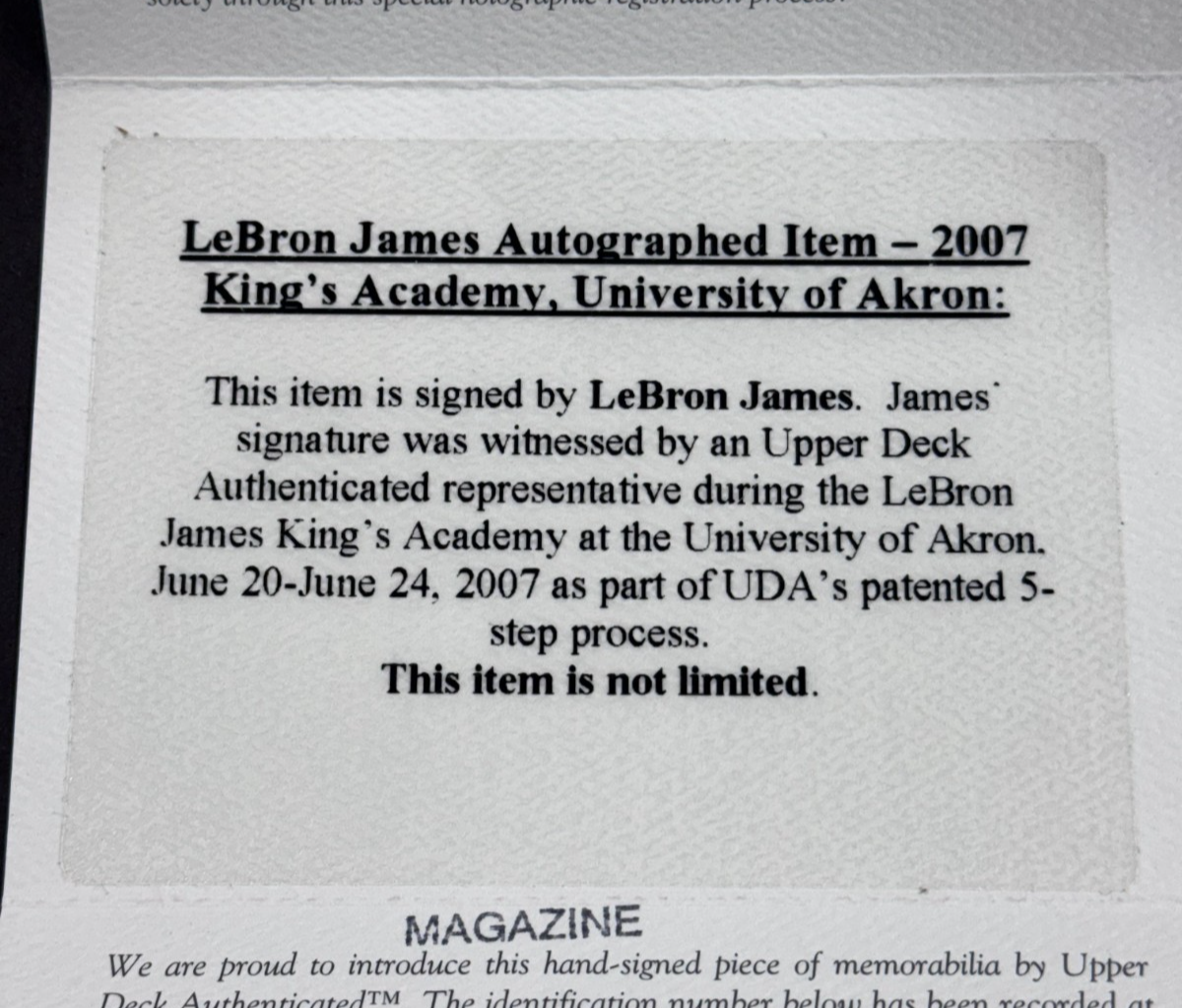 Lebron James Signed Sporting News Magazine King Auto UDA COA Cavaliers No Label