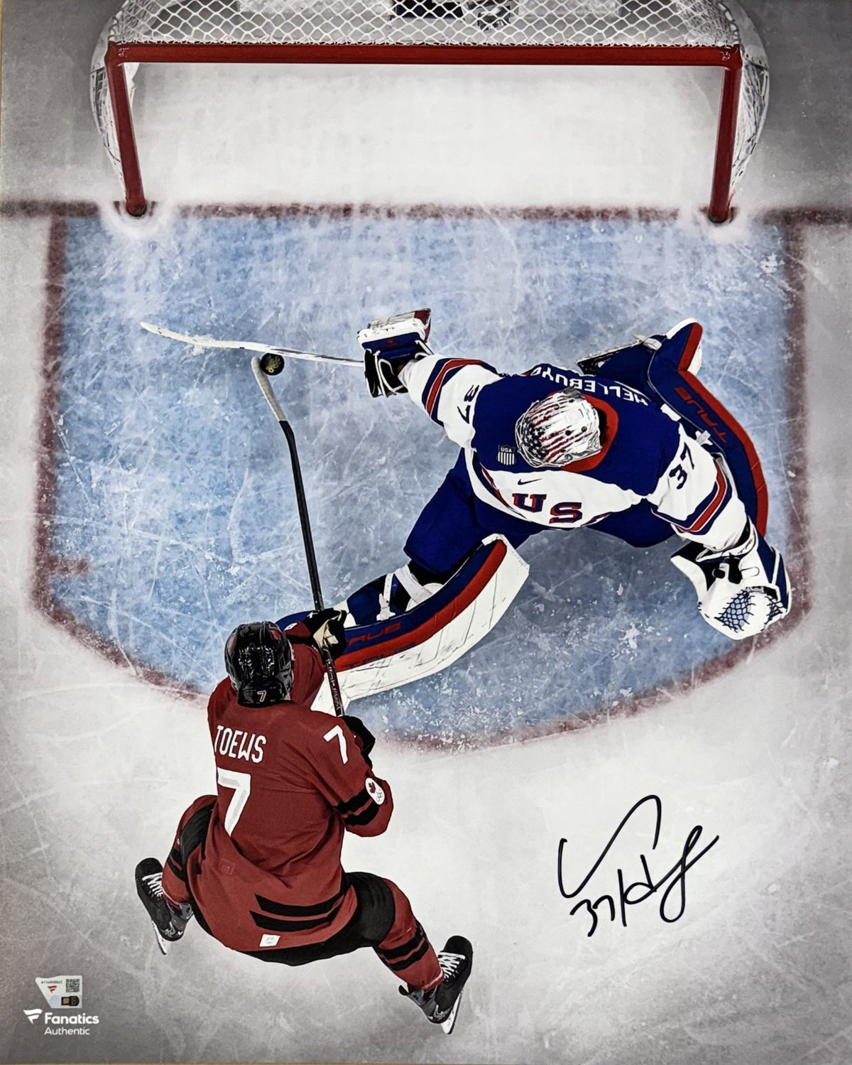 Connor Hellebuyck Devils Signed USA 16x20 Framed Photo Gold Medal Auto Fanatics