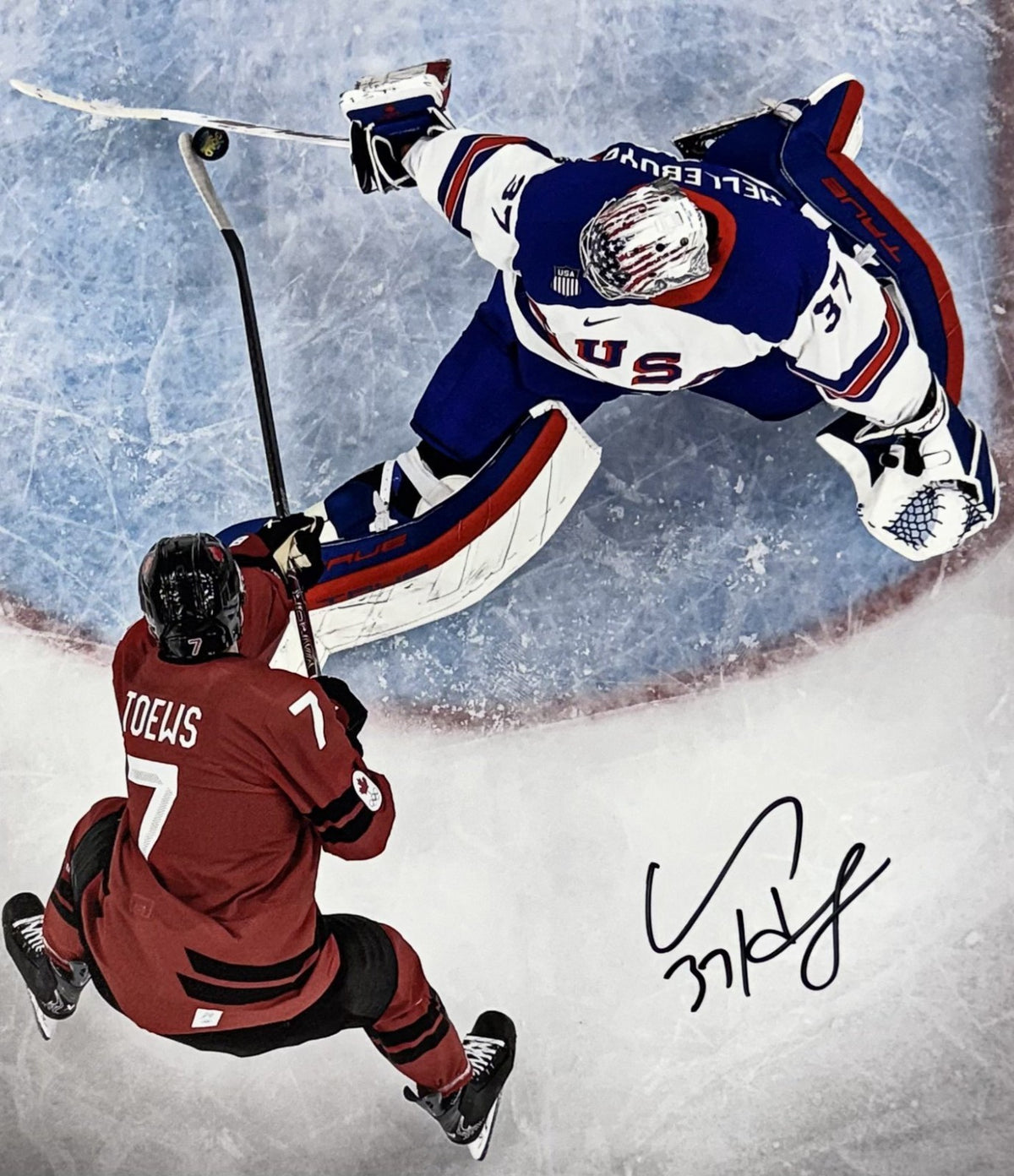 Connor Hellebuyck Devils Signed USA 16x20 Framed Photo Gold Medal Auto Fanatics