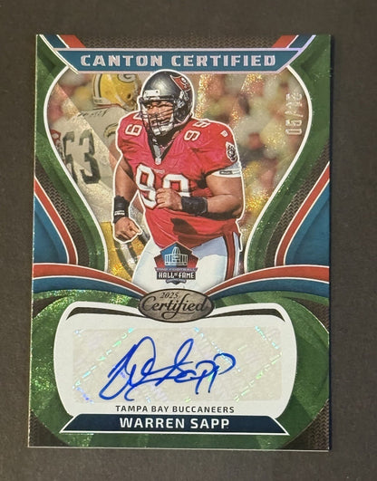 2025 Panini Certified WARREN SAPP Canton Certified Mint Auto Tampa Bay /15 HOF
