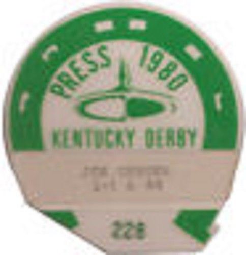 1980 Kentucky Derby Horse Racing Press Pass media ticket Genuine Risk winner